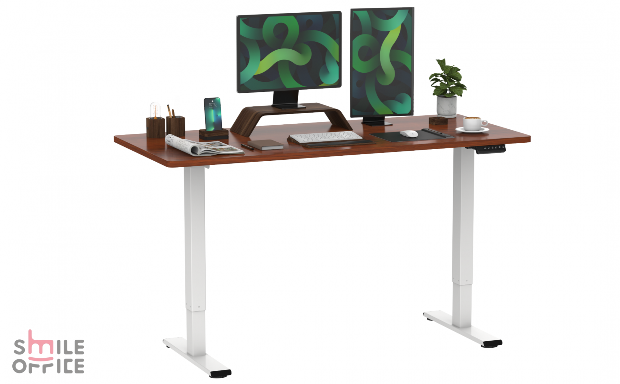 שולחן עבודה חשמלי דגם monitor לבן